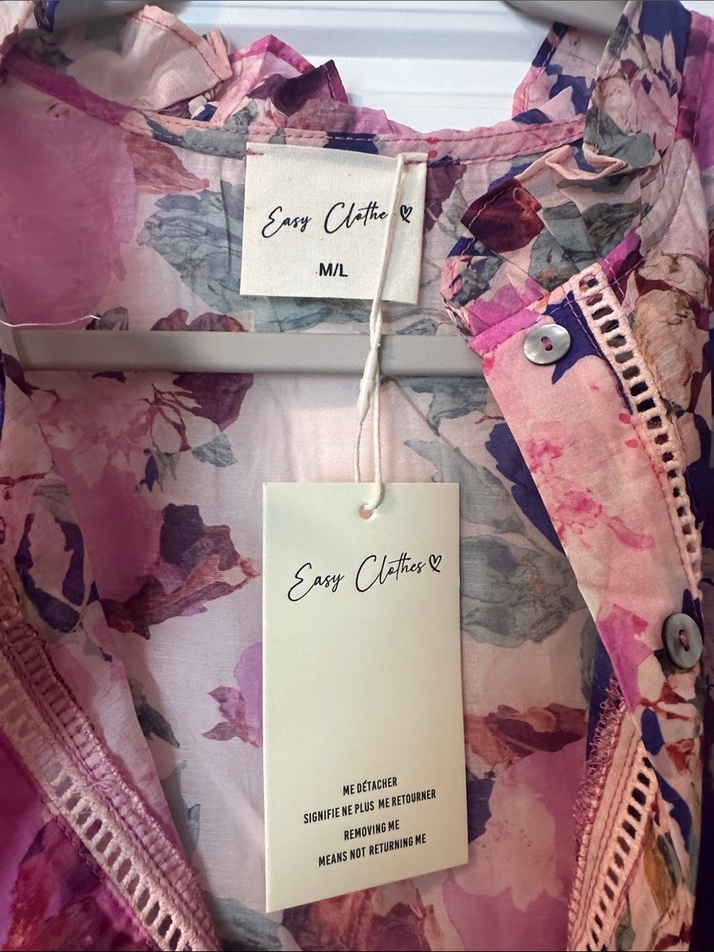 Easy Clothes Floral Button-Front Women's Blouse Size M/L - Picture 2 of 5